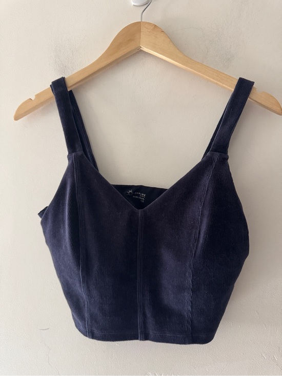aerie Tops - Aerie Offline Navy Blue Corduroy Velvet Corset‎ Tank Top